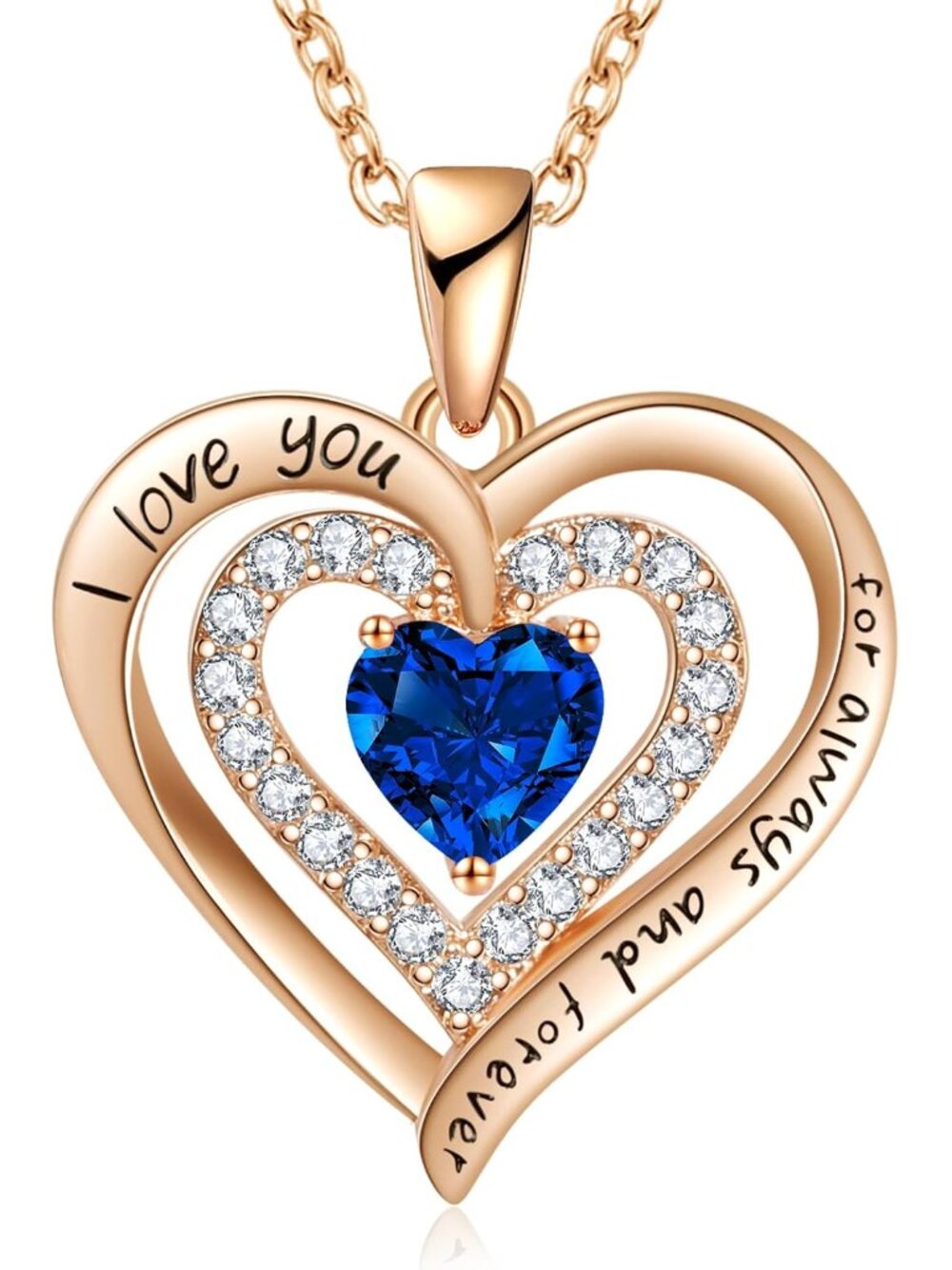 Double Heart Birthstone Necklace – Elegant Sterling Silver Gift for Her